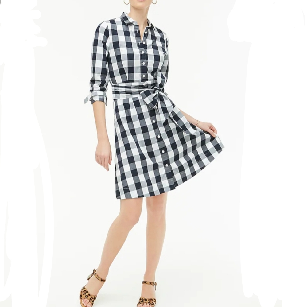 J.crew Factory Shirt Dress Navy white Plaid
